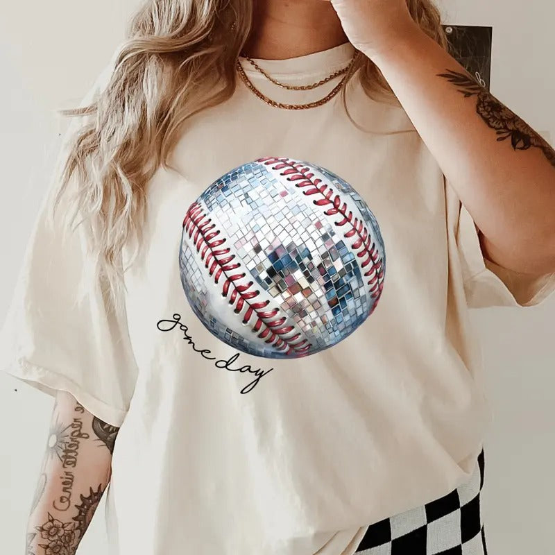 Gameday Disco Baseball Shirt ~ Unisex Apparel Relaxed Fit Printed In The USA Clothing Womenswear Casual Comfort Cotton Top Athletic Boho Chic