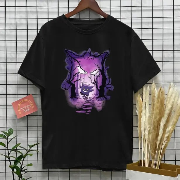 Gengar T-Shirt, Halloween Shirt Japanese Cartoon Art Shirt Shirt Gifts For Men Women Hoodie, Sweatshirt | WearSparks.com