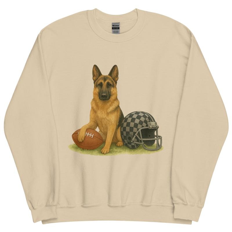 German Shepherd Football Sweatshirt - Unisex Apparel Relaxed Fit Printed In The USA Clothing Womenswear Casual Comfort Cotton Top Athletic Boho Chic