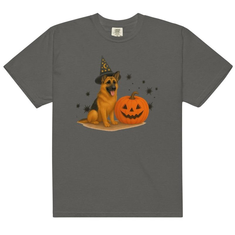 German Shepherd Halloween Witchy Dogs Shirt ~ Unisex Apparel Relaxed Fit Printed In The USA Clothing Womenswear Casual Comfort Cotton Top Athletic Boho Chi