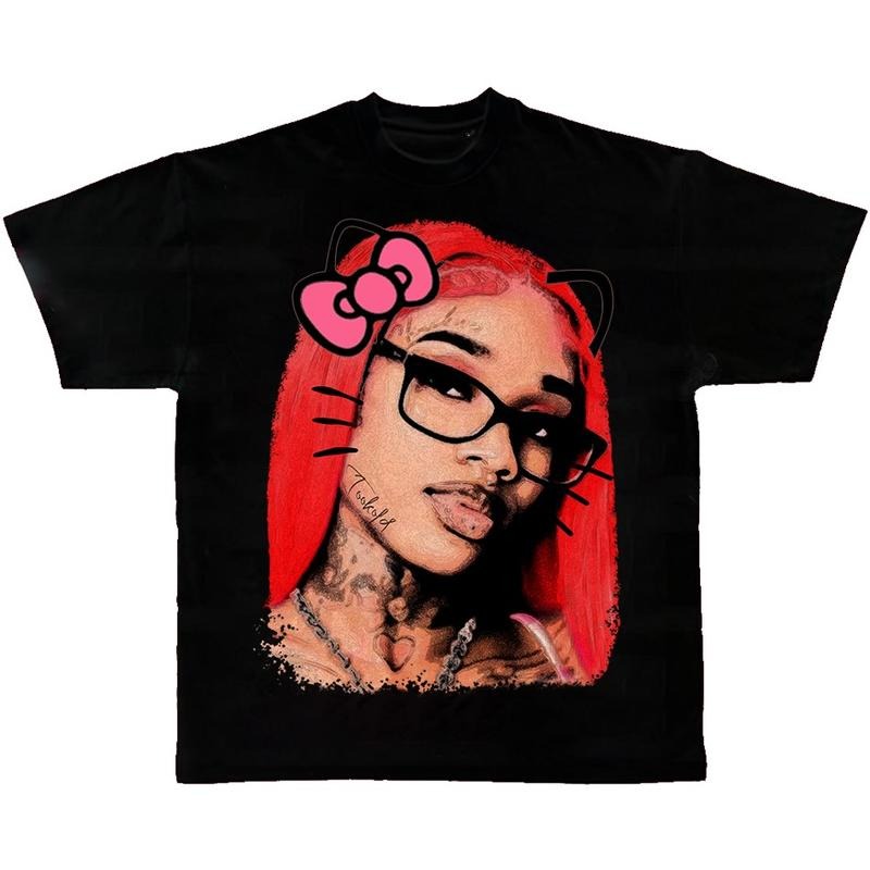 Get It Sexyy Kitty Vintage Rap Tee Big Face Hip Hop Graphic T-shirt"
