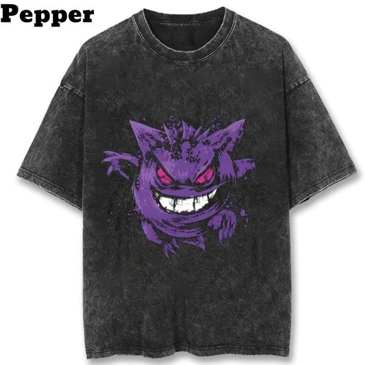 Ghastly Gengar Black Vintage Tee, Gengar Shirt, Pokemon  T-Shirt, Anime Shirt, Halloween Shirt, gift for fan, gift for him for her Top Menswear