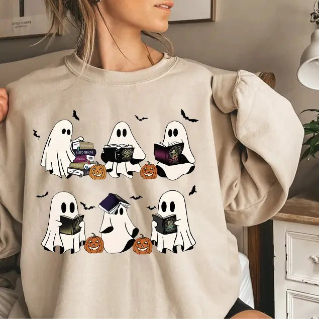 Ghost Book Dragon Sweatshirt, Cute Ghost Shirt, Ghost Book Sweatshirt, Halloween Gift For Book Lovers, Bookish Halloween Sweatshirt, Ghost Bookish Shirt, Ghost Zodiac Academy Sweatshirt