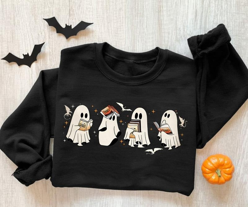 Ghost Book Dragon Sweatshirt, Ghost Book Sweatshirt, Ghost Reading Halloween Crewneck, Cute Ghost Book Shirt, Book Lover Halloween Gift Shirt, Bookish Halloween Sweatshirt, Ghost Bookish Shirt