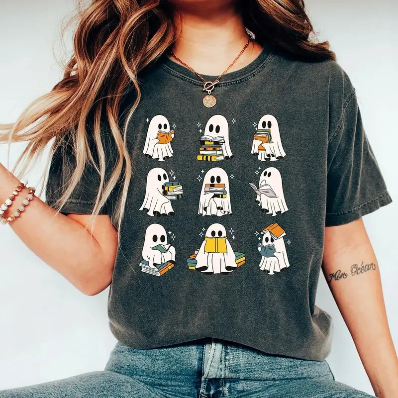 Ghost Book Shirt, Ghost Reading TShirt, Bookish Ghost Sweatshirt, Reading Ghosts Shirt, Ghost Halloween Shirt, Halloween Gift For Book lover, Bookish Halloween Sweatshirt