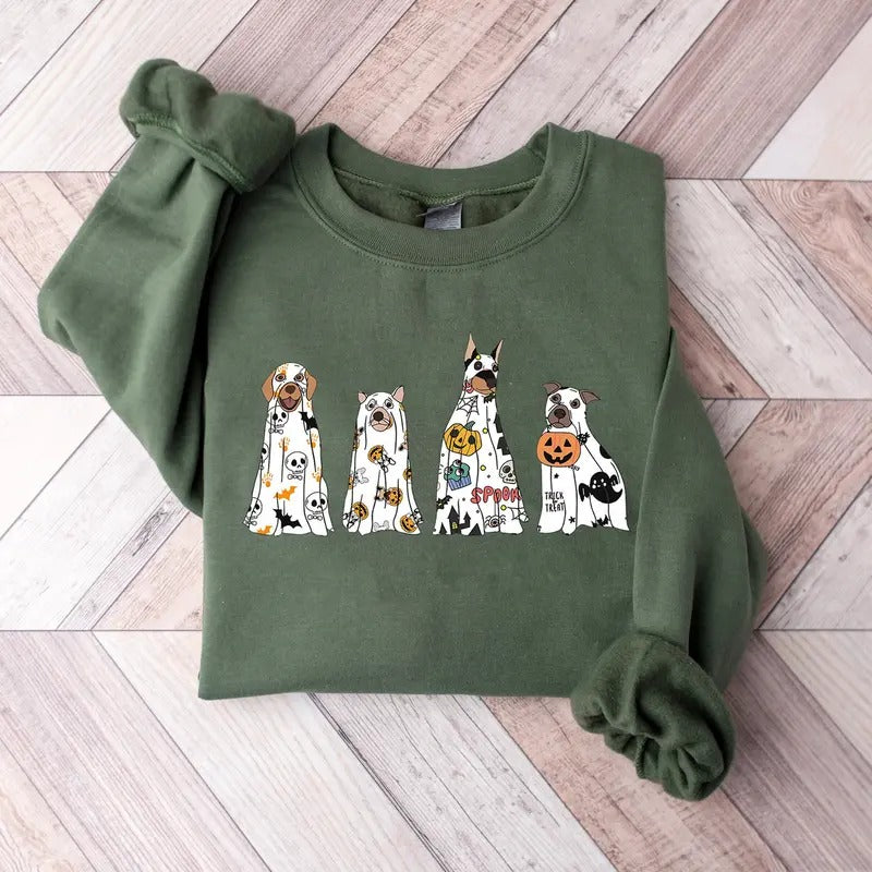Ghost Dog Sweatshirt, Halloween Dog Shirt, Ghost Dog Pumpkin Shirt, Сute Ghost Dog Halloween Shirt, Dog Lover Gift Shirt, Spooky Season, Dog Shirt, Autumn Fall Halloween Gift Shirt