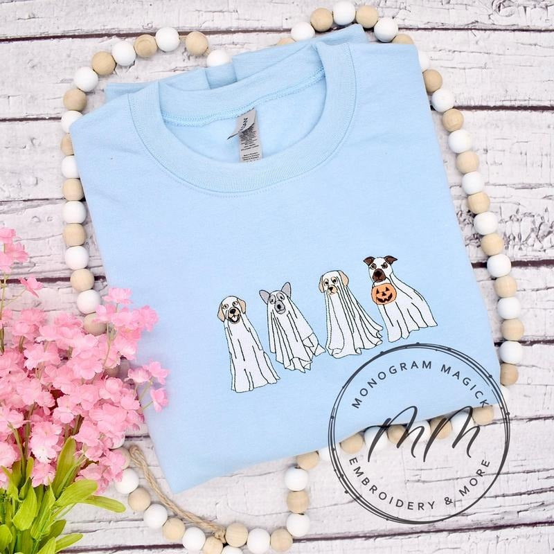 Ghost Dogs Sweatshirt, Embroidered Ghost Sweatshirt