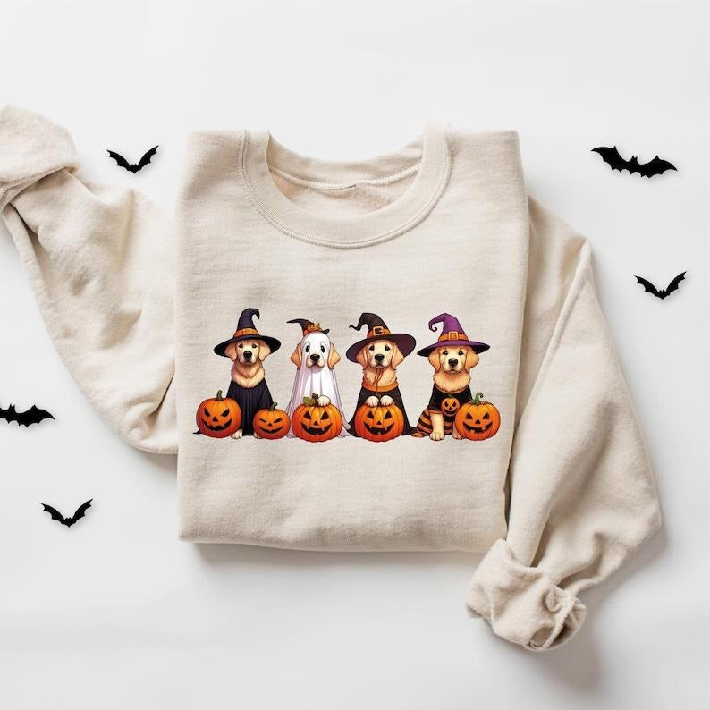 Ghost Golden Retriever Dogs Halloween Sweatshirt, Spooky Dogs Sweatshirt, Womens Dog Lover Halloween Gift, Cute Halloween Ghost T-shirt, sweater and Hoodie