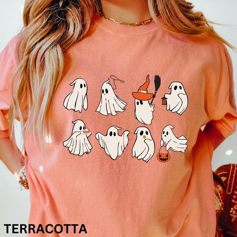 Ghost Halloween Graphic Shirt, Just Ghost Things Graphic Fall Shirt, Comfort Colors Shirt, Comfort Colors Halloween Shirt, Casual Shirt Unisex, Halloween Clothing, Graphic Halloween Apparel, Casual Cotton T-shirt, Unisex Halloween