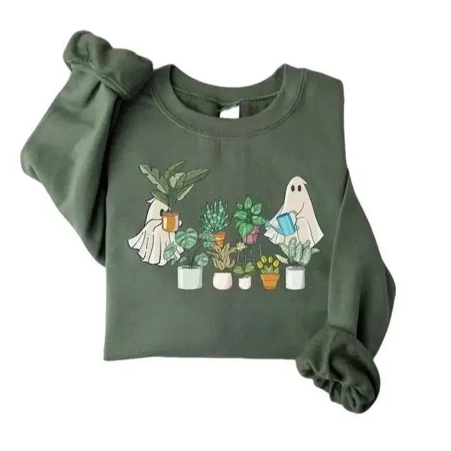 Ghost Plant Lady Sweatshirt, Plants and Ghosts Sweatshirt, Ghost Plant Shirt, Plant Lover Gift, Halloween Plants Sweatshirt, Halloween Ghost Sweatshirt, Plant Mom Shirt, Halloween Crewneck, Spooky Season