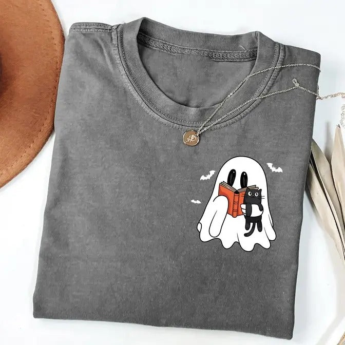 Ghost Reading Books Shirt, Bookish Halloween Shirt, Teacher Librarian Halloween Gift, Halloween Book Lover, Halloween School