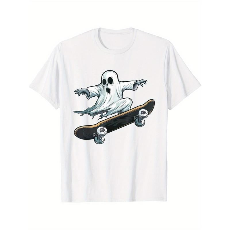 Ghost Skateboard Halloween skateboard T-shirt Made in USA