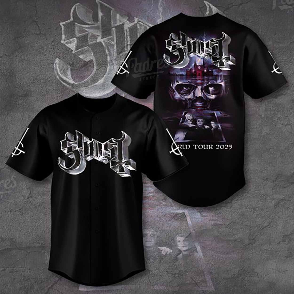 Ghost World Tour 2025 Black Baseball Jersey Outfit - Padres Jersey Oasis: Elevate Your Baseball Style Game
