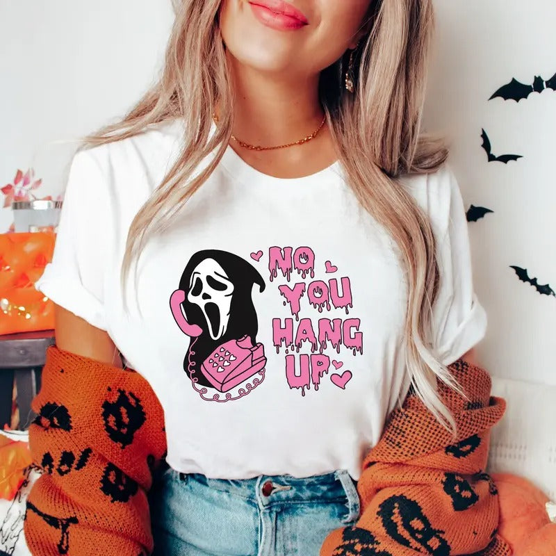 Ghostface No You Hang Up T-Shirt, Ghostface Halloween Sweater, Halloween Ghostface Vintage Tee Shirt, Ghostface Halloween Characters Sweatshirt, Best Gift For Halloween