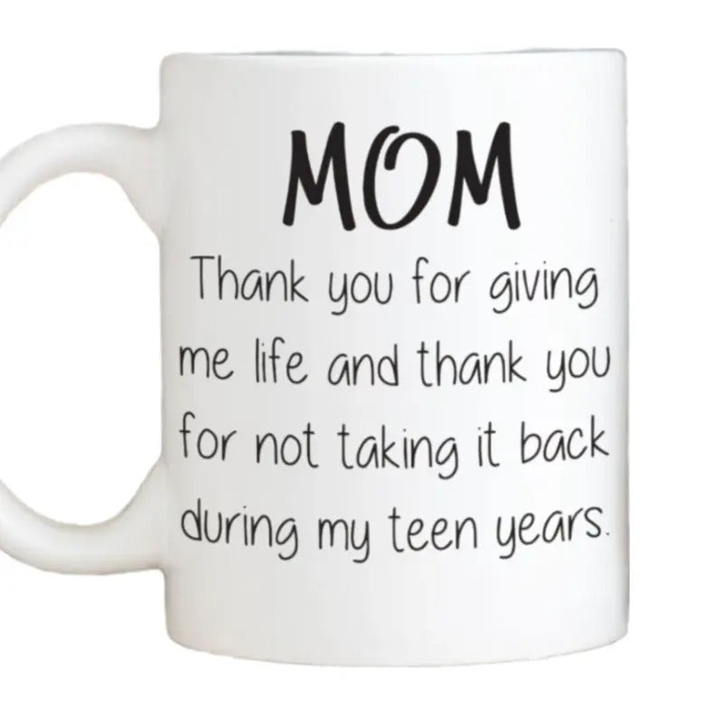 Gifts For Mom From Daughter Son Mom, Thank You For Giving Me Life Funny Coffee Mug Mothers Day Gift Ideas From Kids, 11 15oz Ceramic Cup