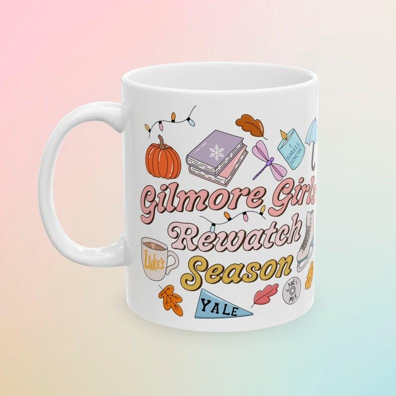 Gilmore Rewatch Season Coffee Mug Funny Comfort TV Show Luke's Diner Autumn Fall Vibes Stars Hollow CT Rory Lorelai Series Girls