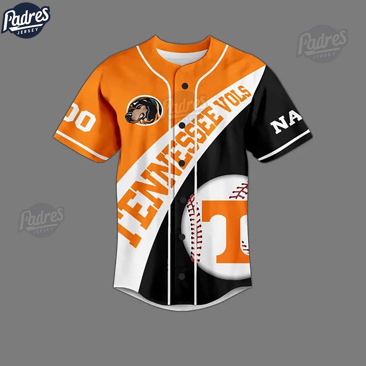 Go T Big Orange Custom Baseball Jersey Tennessee Volunteers Team Design - Padres Jersey Oasis: Elevate Your... (Image 3)