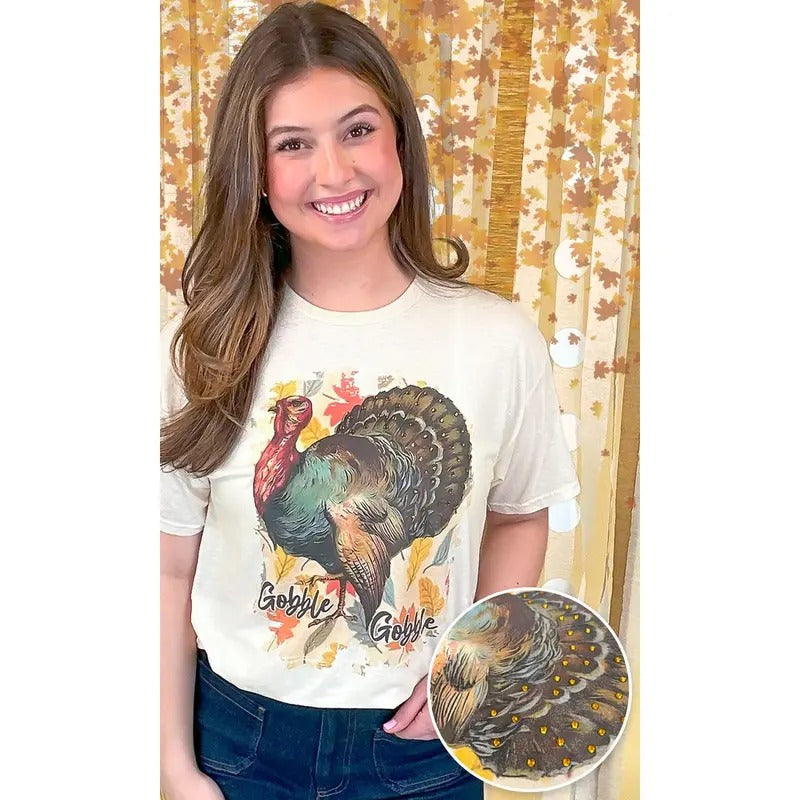 Gobble Gobble Rhinestone Graphic Shirt Hoodie, Sweatshirt | WearSparks.com