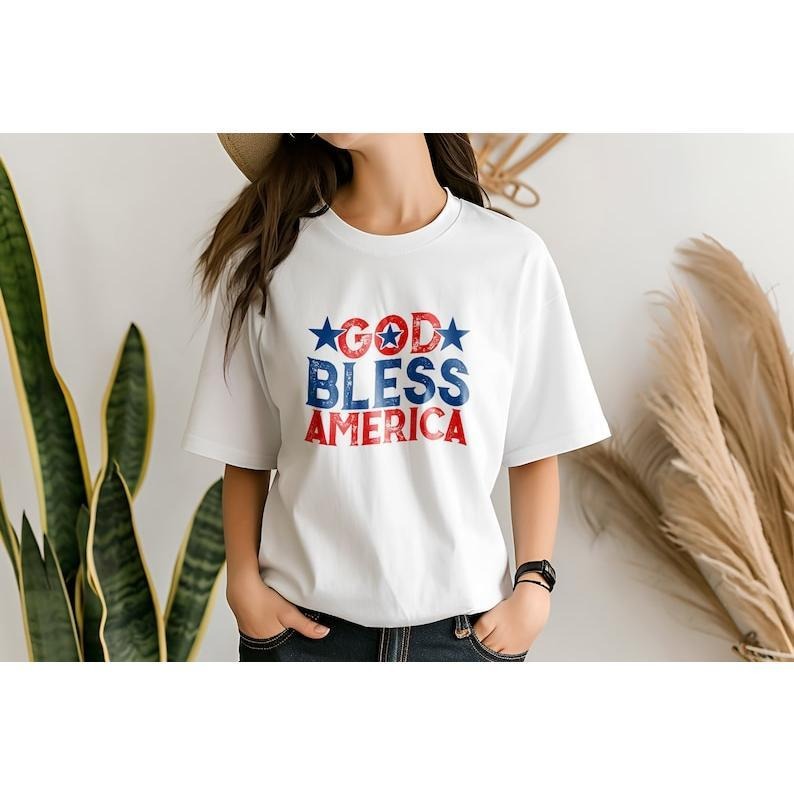 God Bless America Tshirt, Unisex Patriotic Shirt, Fourth of July Shirt, Independence Day Party, So American, Stars and Stripes