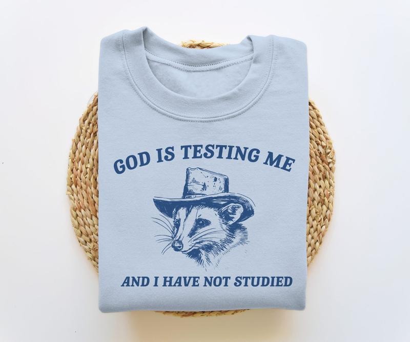 God Is Testing Me And I Have Not Studied, Funny Sweatshirt, Possum Sweatshirt, Vintage T-shirt, sweater and Hoodie