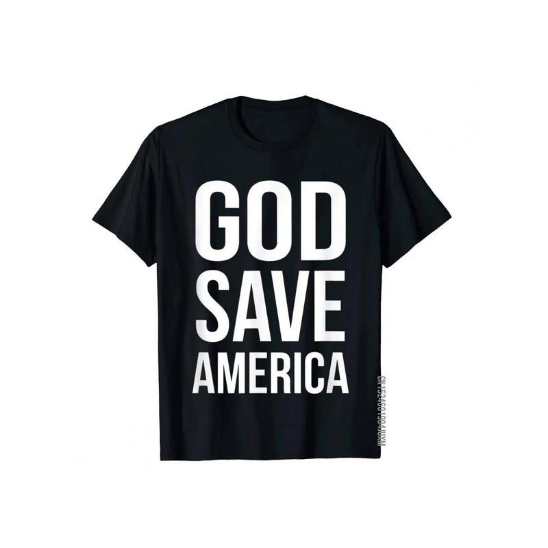God Save America T-Shirt Tops Shirts Cotton MEN'S T-Shirt Hip Hop Fitness Top Tees Made in USA