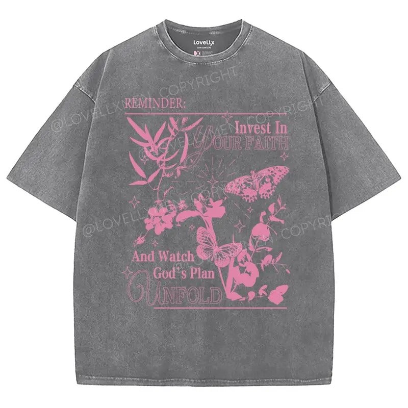 God's Plan Washed T-Shirt, Christian Jesus t shirts, Vintage 90s Graphic Tee Gift Cotton Top Womenswear Bottom Hoodie,...