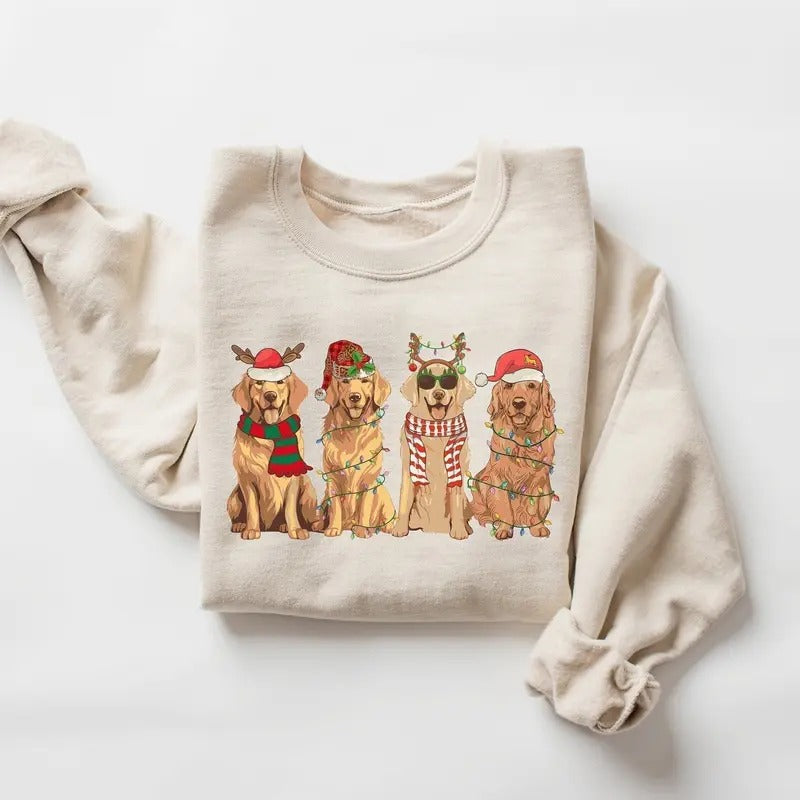 Golden Retriever Christmas Sweatshirt, Dog Christmas Sweater, Golden Mom Shirt, Dog Lover Shirt, Holiday Sweater, New Year Shirt, Xmas Tee