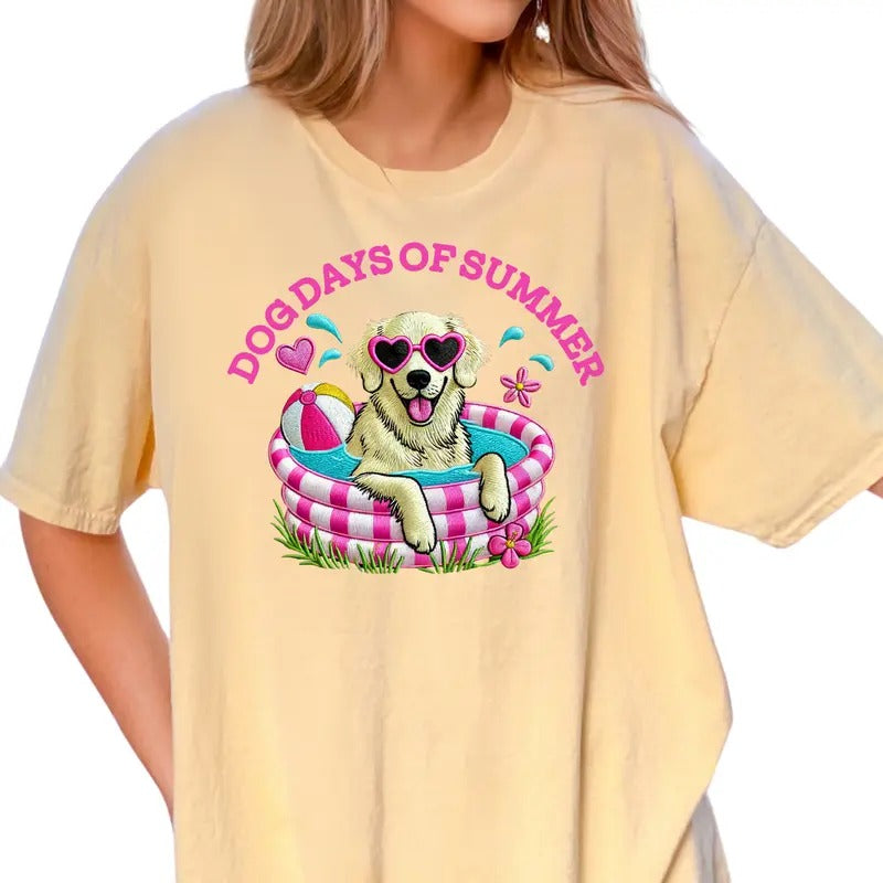 Golden Retriever Dog Days of Summer Shirt ~ Unisex Apparel Relaxed Fit Printed In The USA Clothing Womenswear Casual Comfort Cotton Top Athletic Boho Chic