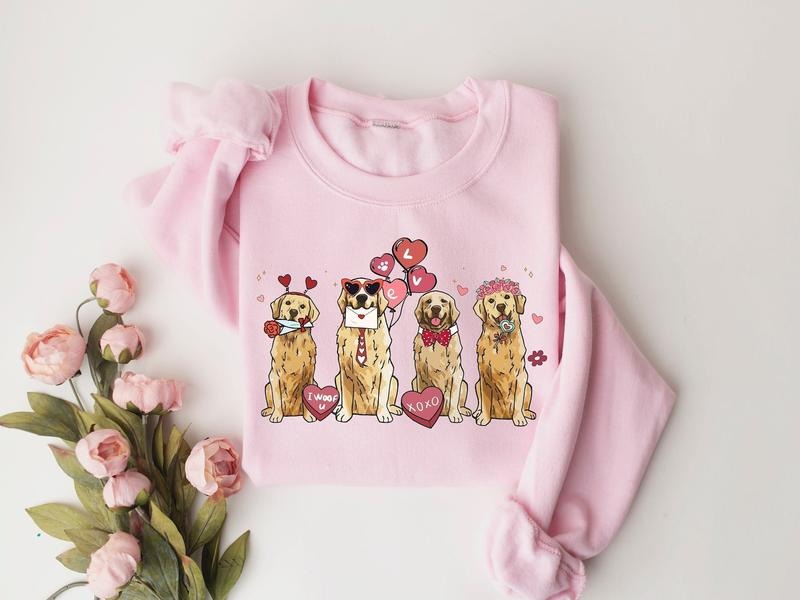 Golden Retriever Valentine Sweatshirt, Valentines Day Golden Retriever Shirt, Dog Lover Valentines Sweatshirt, Dog Valentine Shirt, Golden Retriever Mom Shirt, Golden Retriever Dad Shirt