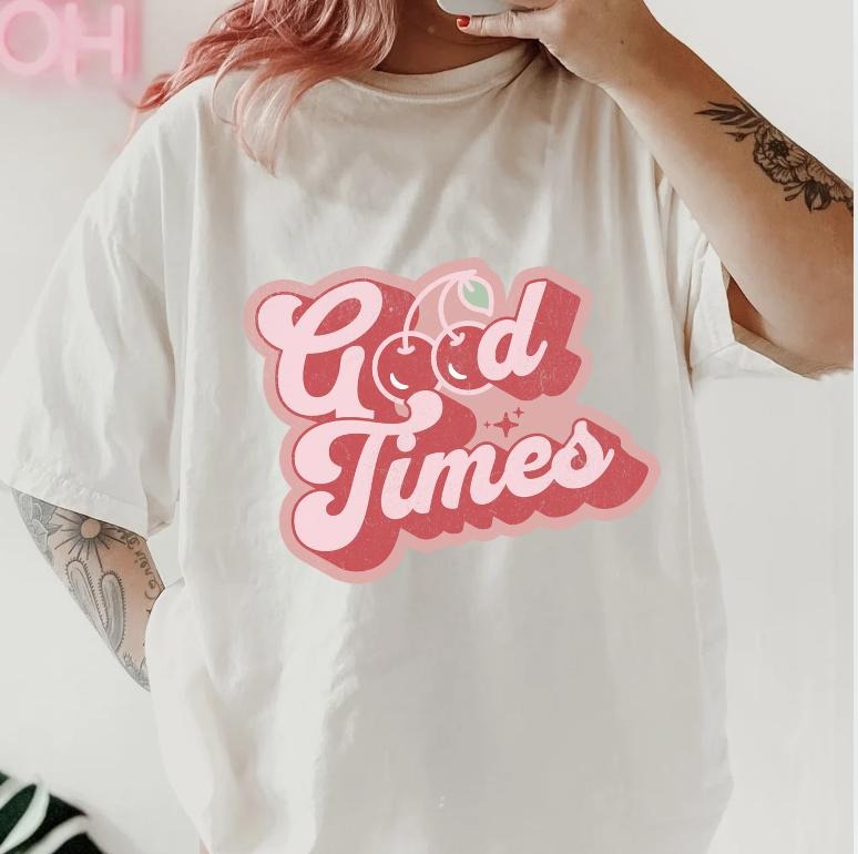 Good Time Cherry GILDAN Shirt~ coffee shirt Unisex Apparel Relaxed Fit Printed In The USA Clothing Womenswear Casual Comfort Cotton Top Athletic Boho Chic