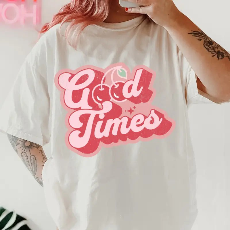 Good Times cherry Shirt~ coffee shirt Unisex Apparel Relaxed Fit Printed In The USA Clothing Womenswear Casual Comfort Cotton Top Athletic Boho Chic