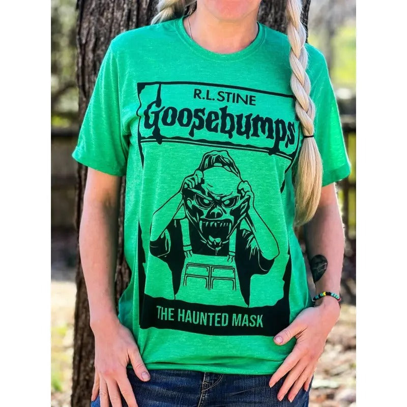 Goosebumps Shirt, The Haunted Mask Tshirt, Goosebumps   Shirt, Green And Pink Halloween Shirt,   Movies Shirt