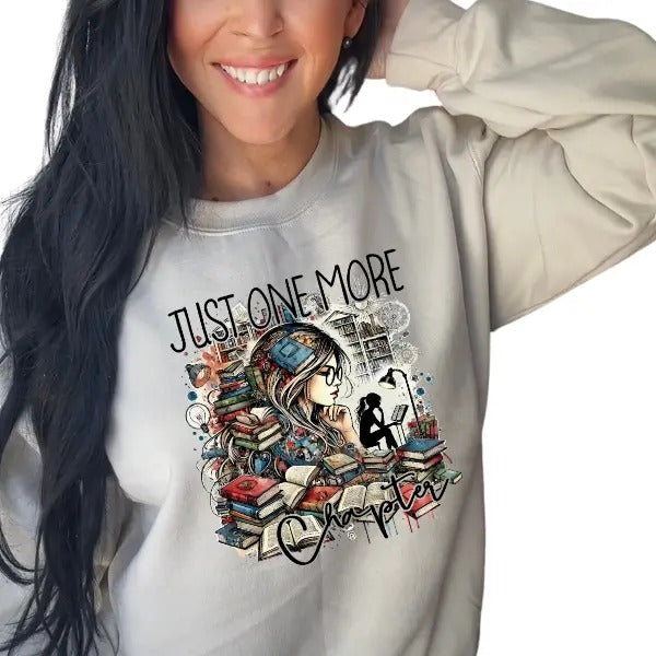 Goth-Inspired 'Just One More Chapter' Casual Sweatshirt or Hoodie | Cozy Dark Academia Style | Perfect Gift for Book Lovers | Soft Casual Pullover