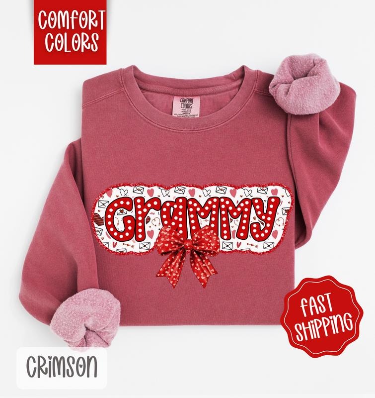 Grammy Valentine Comfort Colors Sweatshirt, Valentine's Day Women's Crewneck, Cute Women's Sweater