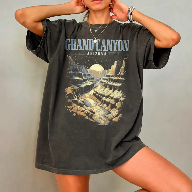 Grand Canyon Shirt, Retro Washed T-Shirt, Arizona Tshirt, Oversized National Park Shirt, Nature Graphic Tee, Outdoor Adventure Shirt