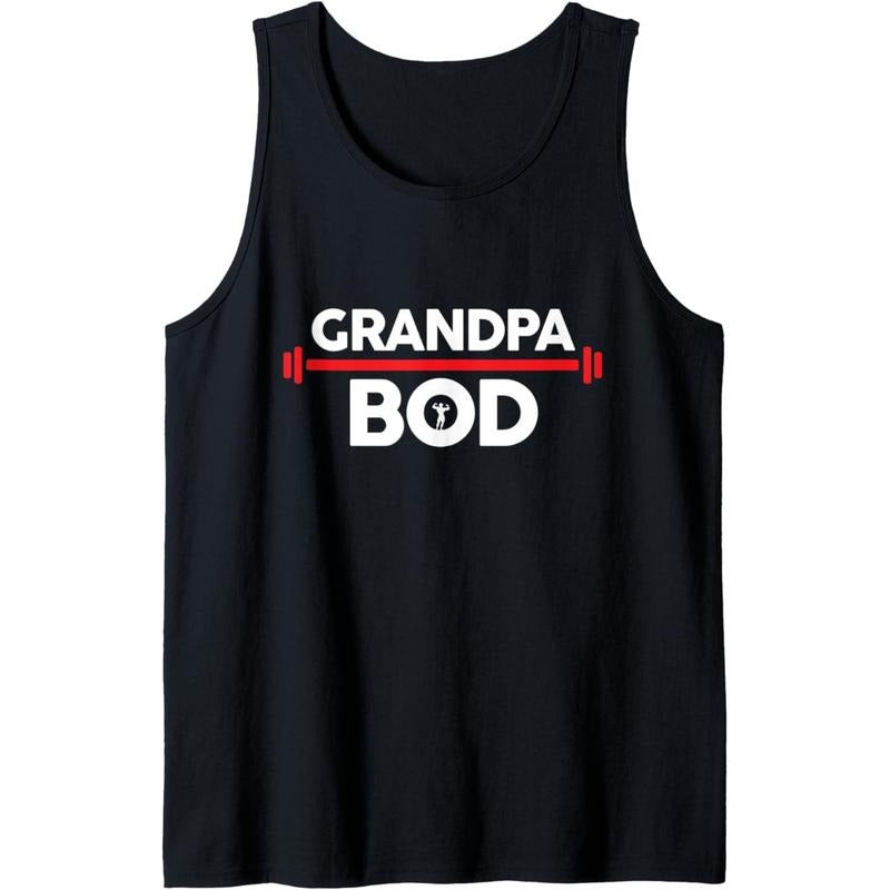 Grandpa Bod, Weightlifter Funny Gag Exercise Gym Tank Top Made in USA