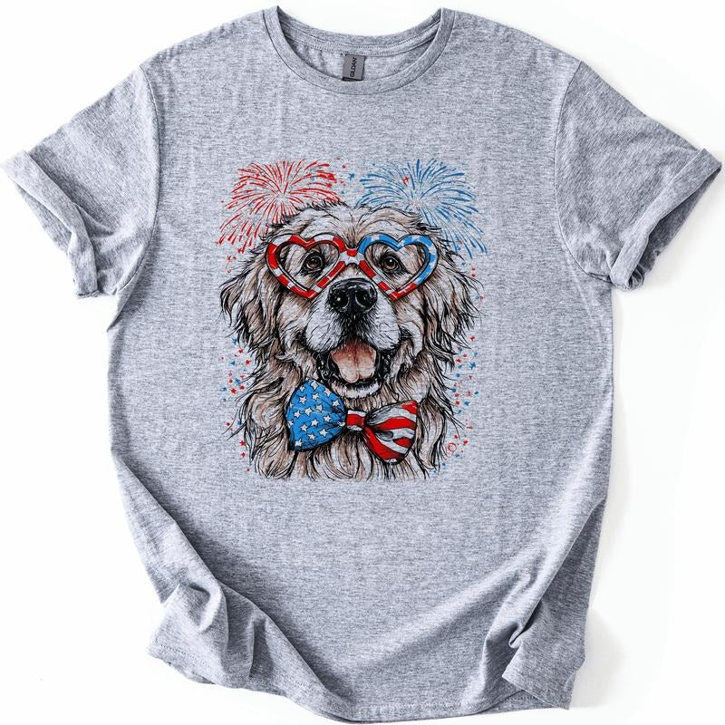 Great Pyrenees Patriotic Dog, USA, America, Pet Lover, 4th of July, Soft Style T-Shirt, Soft Style Tee, Women's Graphic...
