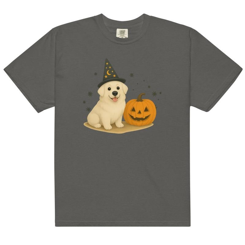 Great Pyreneese Halloween Witchy Dogs Shirt ~ Unisex Apparel Relaxed Fit Printed In The USA Clothing Womenswear Casual Comfort Cotton Top Athletic Boho Chi