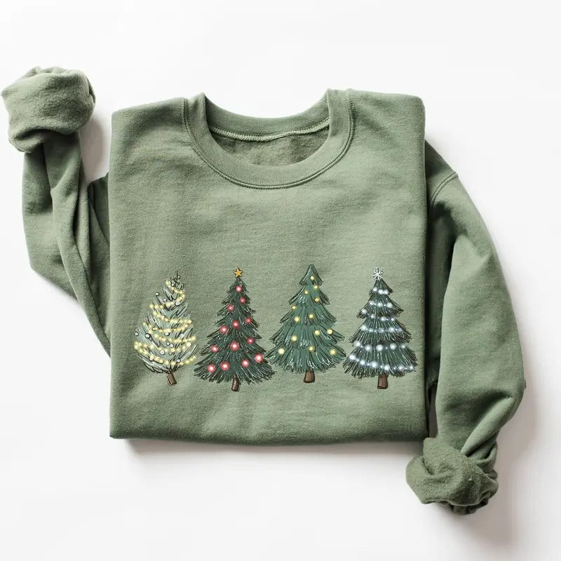 Green Tree Christmas Sweater, Christmas Sweater, Christmas Crewneck, Christmas Tree Sweatshirt, Holiday Sweaters for Women, Winter Sweatshir Christmas Gift Idea 2024, Gift For Him, Gift For Her