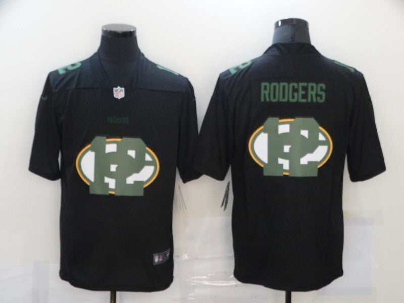 Green Bay Packers #12 Aaron Rodgers Black Shadow 803