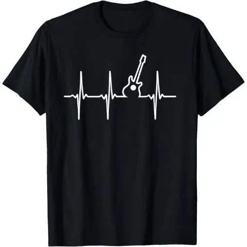 Guitar Heartbeat Instrument Gift T-Shirt Made in USA