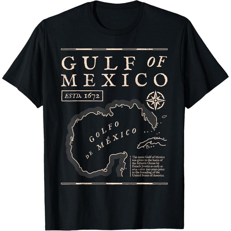Gulf of Mexico 1672 Historic Map T-Shirt made in usa