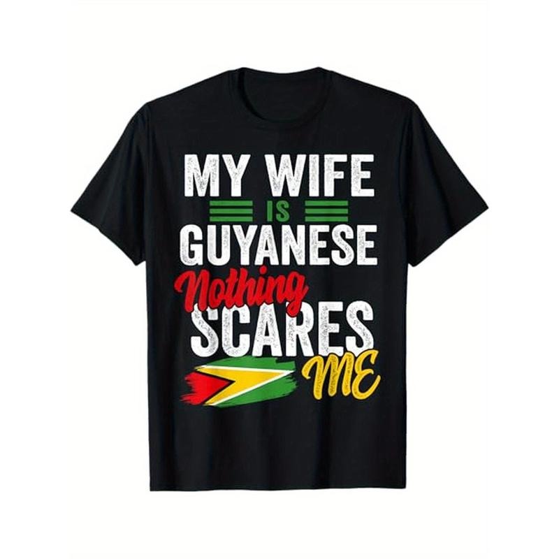 Guyanese Heritage Pride Men's T-Shirt - 100% Cotton, Casual Fit, Short Sleeve, Crew Neck, Machine Washable - Perfect Gift for Husband from Wife on Halloween & Thanksgiving, Black Made in USA