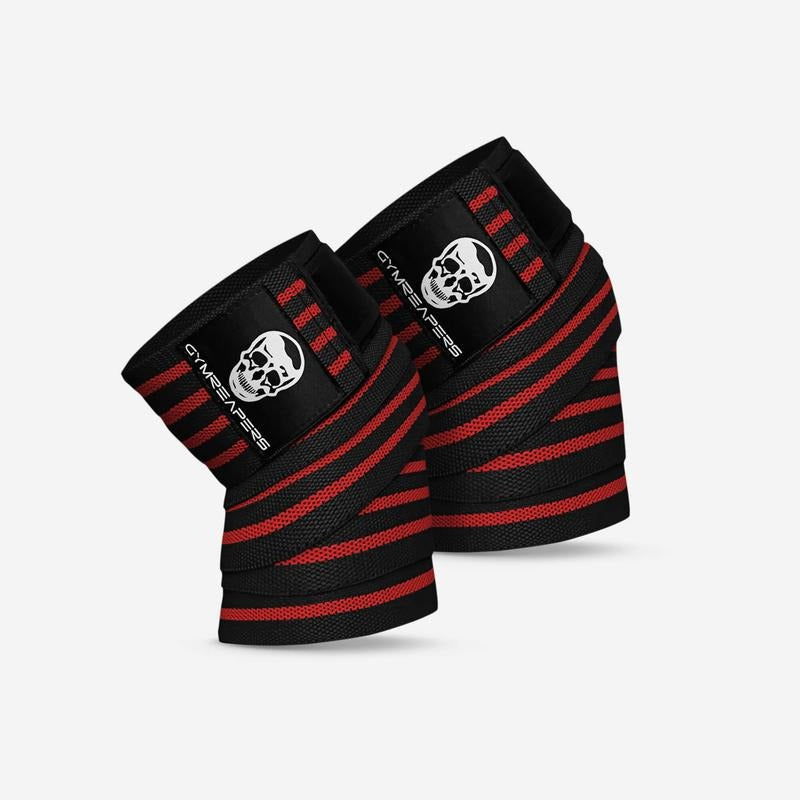 Gymreapers Knee Wraps (Pair) With Strap for Squats, Weightlifting, Powerlifting, Leg Press, and Cross Training - Flexible...
