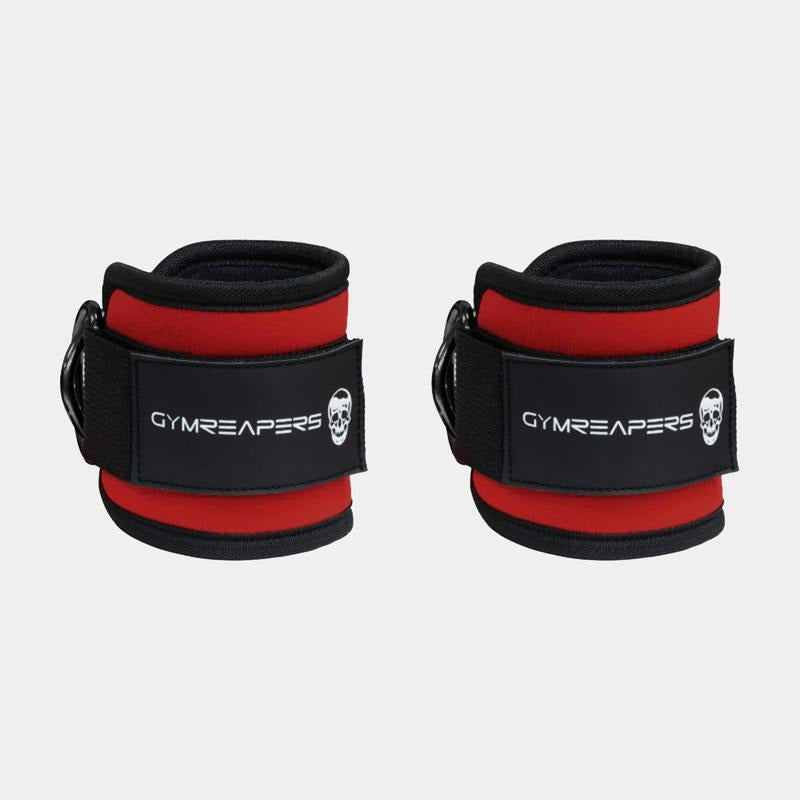 Gymreapers Red Ankle Straps for Resistance Training and Weightlifting, Pair