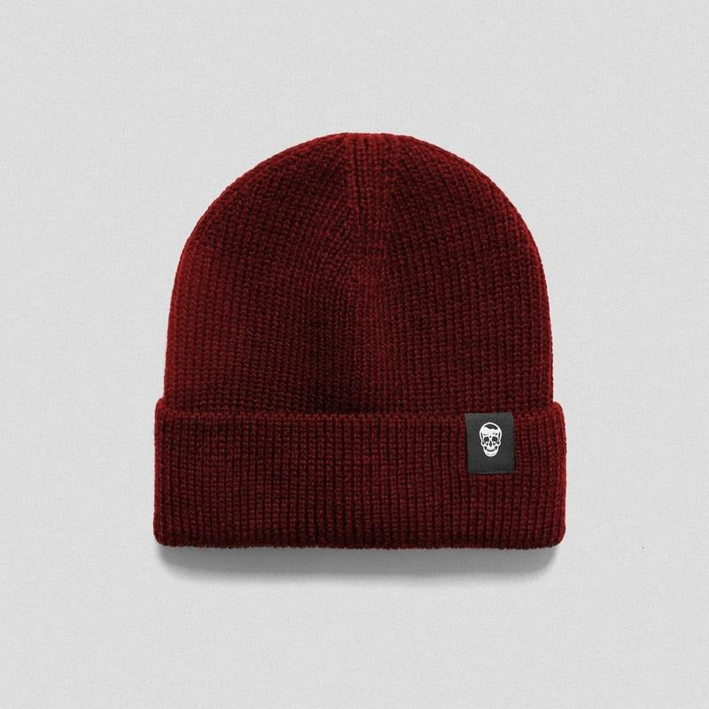 Gymreapers Ribbed Knit Skull Beanie - Maroon for Cold Weather Performance and Comfort