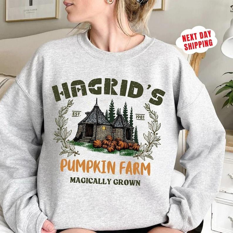 Hagrid's Pumpkin Farm Sweatshirt - Autumn Sweatshirt Featuring Pumpkin Farm Design, Est. 1981, Ideal for Fall and...