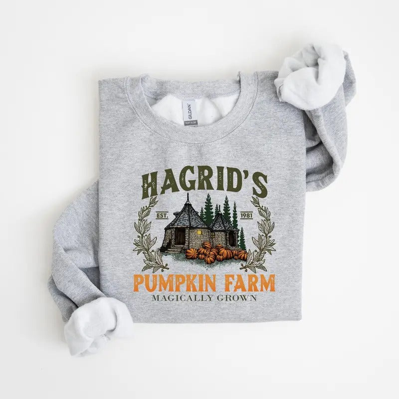 Hagrid's Pumpkin Farm Sweatshirt, Thanksgiving 2024, Fall Sweatshirt, Halloween Sweatshirt, Pumpkin Sweatshirt, Fall Shirt,Book Lover Gift