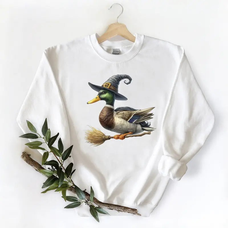 Halloween 2024 Trend Mallard Duck Graphic tee shirt, Christmas Sweatshirt, 2025, hoodie, Unisex Cotton, Gift for friend family Fabric Womenswear