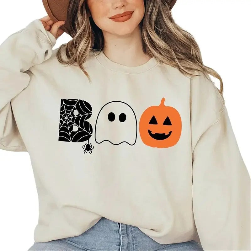 Halloween Boo Sweatshirt, Halloween Ghost Sweatshirt, Halloween Pumpkin Sweatshirt, Spider Halloween Sweatshirt, Pumpkin Sweatshirt